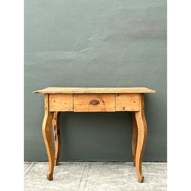Camel Vintage Rustic Wood Writing Desk For Sale - Image 8 of 12