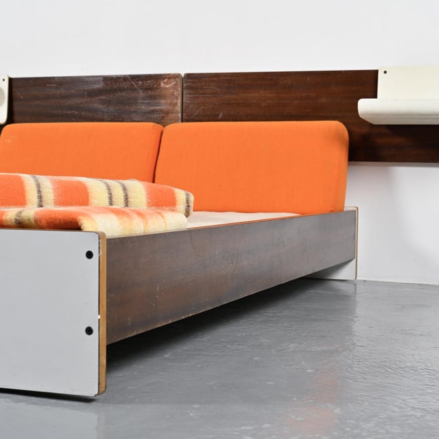 Brown Bed and Headboard by Pierre Guariche, 1968 For Sale - Image 8 of 18