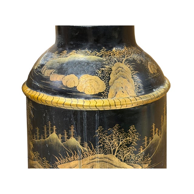 Vintage Chinese Export Black Lacquer Canister Urn Display Art Ws4954 For Sale - Image 12 of 13