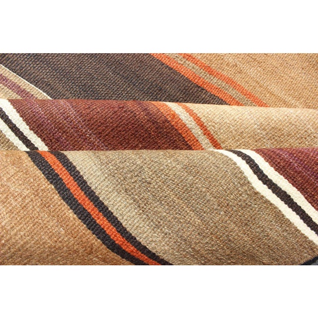 Multicolored Vintage Kilim Large Gallery Rug With Horizontal Stripes For Sale - Image 10 of 13
