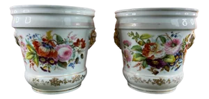 Hand-Painted Porcelain Jardinieres, Early 1900s, Set of 2