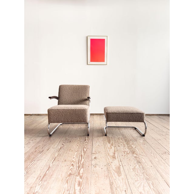 Mid-Century Modern Set of Model 411 Cantilever Lounge Chair and Ottoman from Thonet, Germany, 2000s For Sale - Image 3 of 18