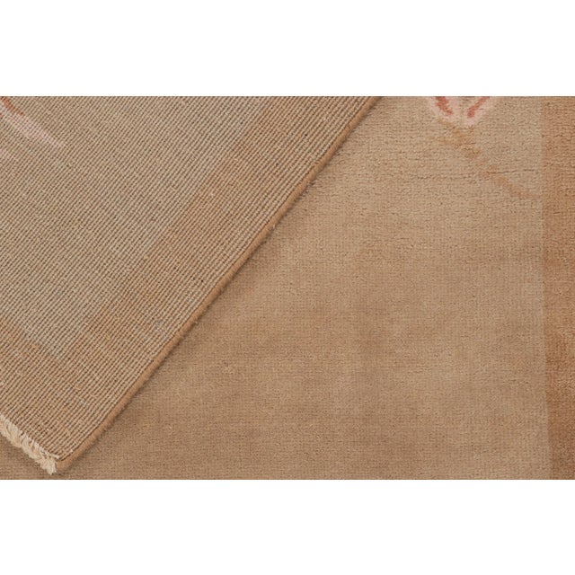 Textile 2010s Rug & Kilim’s Chinese Style Art Deco Rug in Tones of Brown With Floral Patterns For Sale - Image 7 of 8
