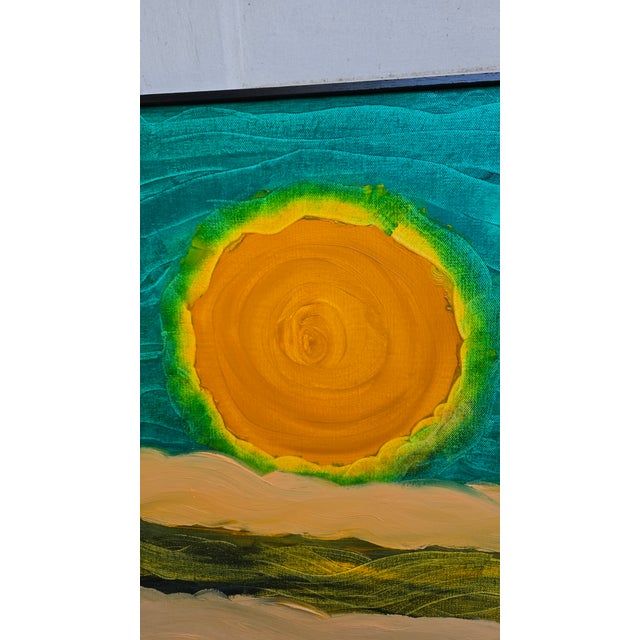 Primitive Futurism "Celestial Sunflowers" Oil Painting by Artist John Carnright For Sale - Image 4 of 11