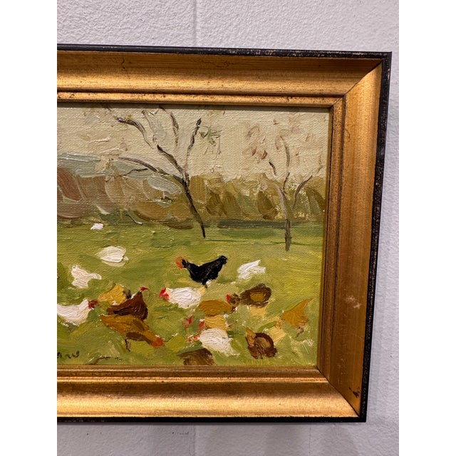 20th Century Oil Painting Chickens For Sale - Image 4 of 5