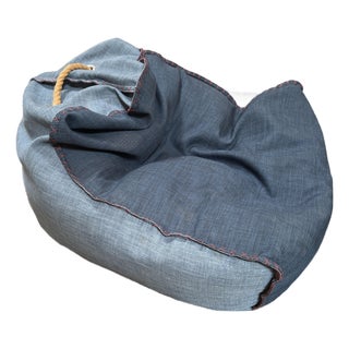 Nautical Two Toned Denim Lounge Bean Bag Chair For Sale