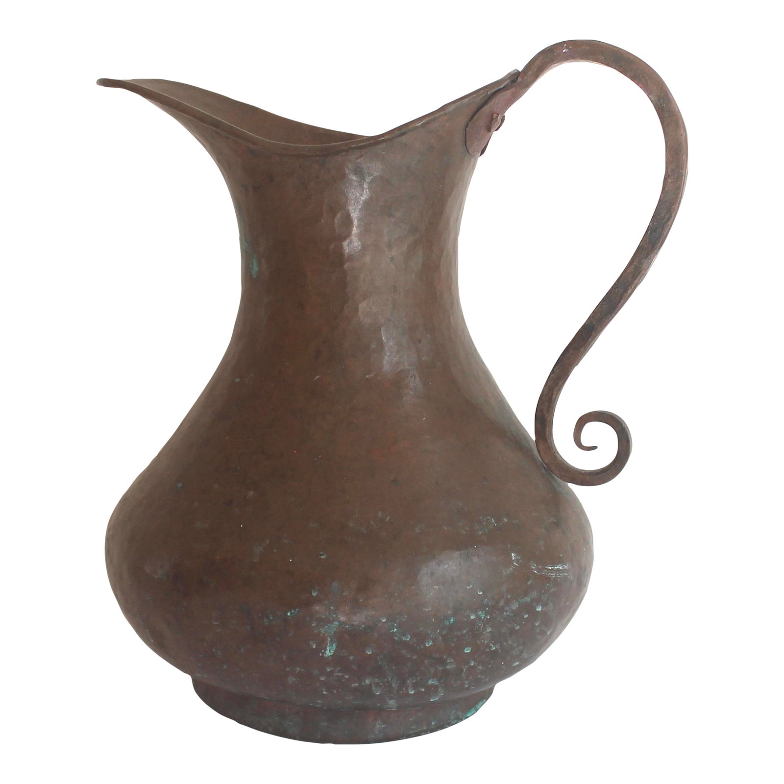 Vintage Copper Pitcher or Jug, Hammered With Patina Chairish