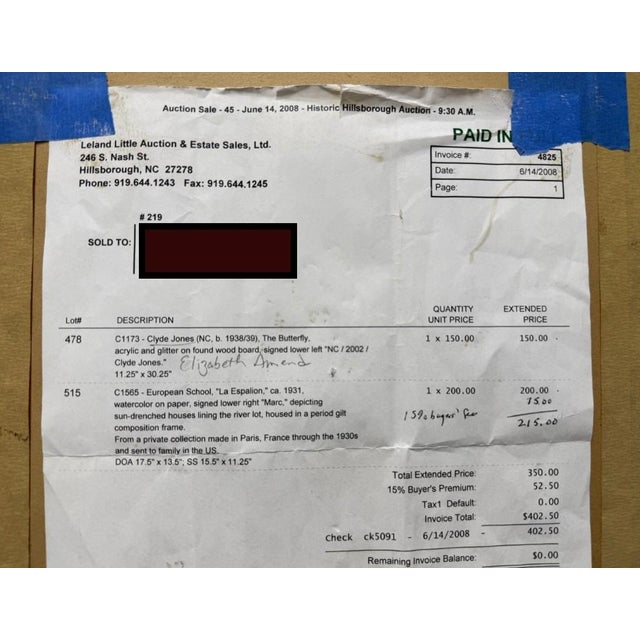 1930s French Watercolor of Sun-Drenched Houses in Period Gilt Frame For Sale - Image 11 of 12