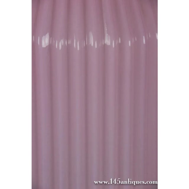 Pair of Italian Mid-Century Ribbed Cyclamen Murano Glass Table Lamps, 1950s For Sale - Image 9 of 10