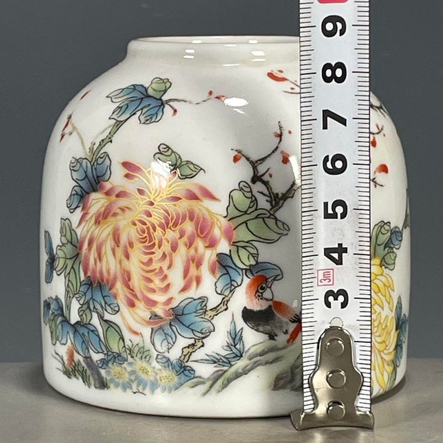 Vintage Famille Rose Porcelain Water Coupe – Floral & Bird Motif, Guangxu Mark For Sale - Image 4 of 9