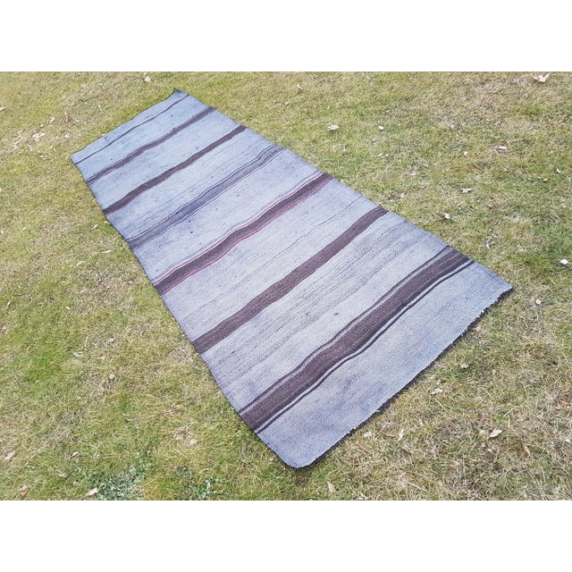 Vintage Striped Turkish Kilim Runner 3'1" X 8'12" For Sale - Image 4 of 11