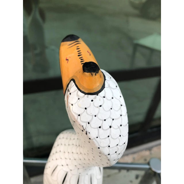 Vintage Thai Hand Carved and Painted Wooden Bird Figurine For Sale - Image 11 of 13