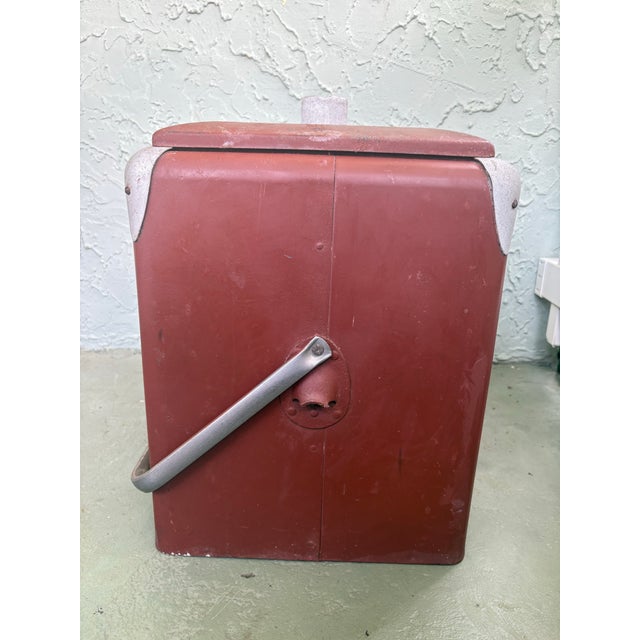 Metal Vintage 1940s Drink Pepsi-Cola Embossed Metal Cooler by Progress Refrigerator Co. For Sale - Image 7 of 12