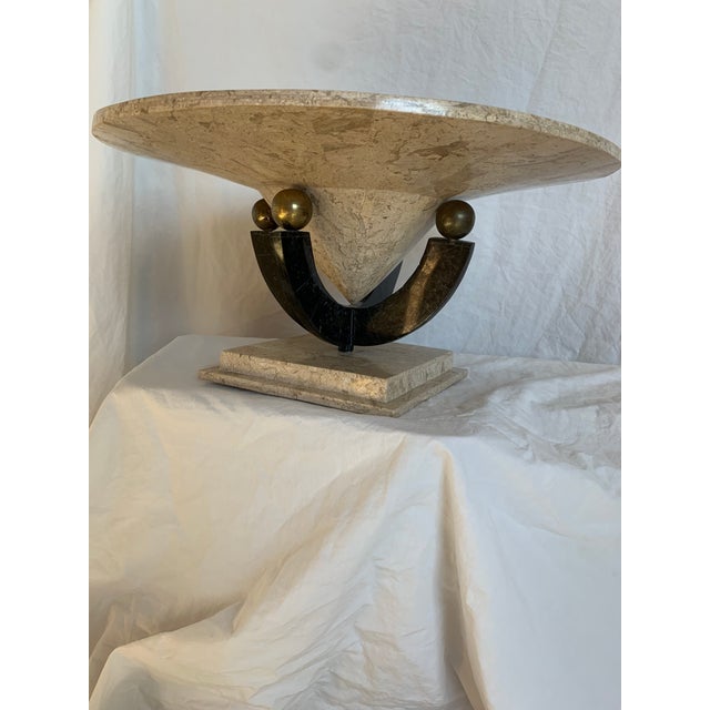 Maitland - Smith 80s Maitland Smith Tessellated Stone Centerpiece Bowl on Pedestal For Sale - Image 4 of 11