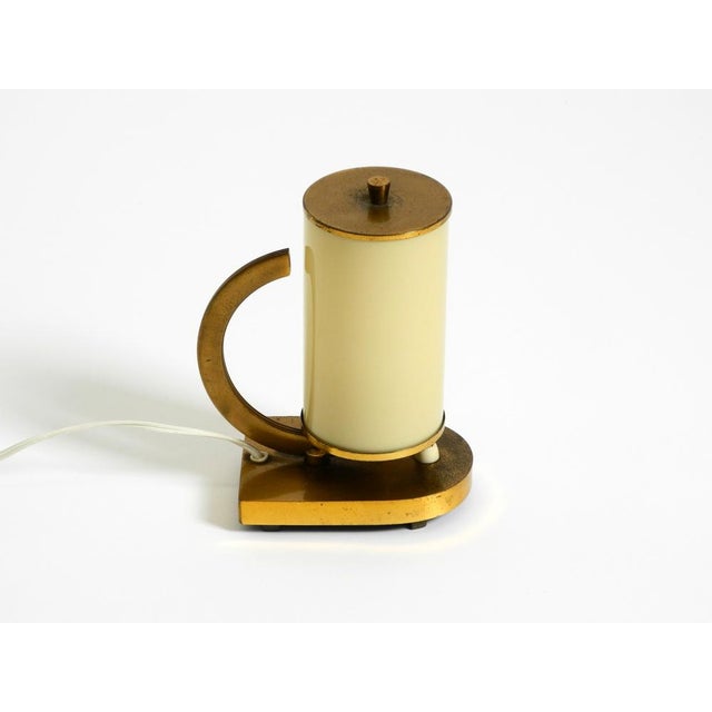 Metal Brass Table Lamp with Opal Glass Shade, 1940s For Sale - Image 7 of 18