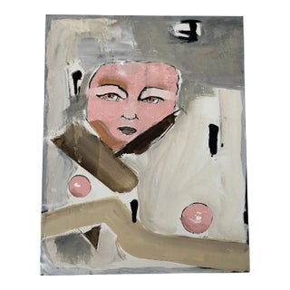 Pink Abstract Figure Painting on Canvas For Sale