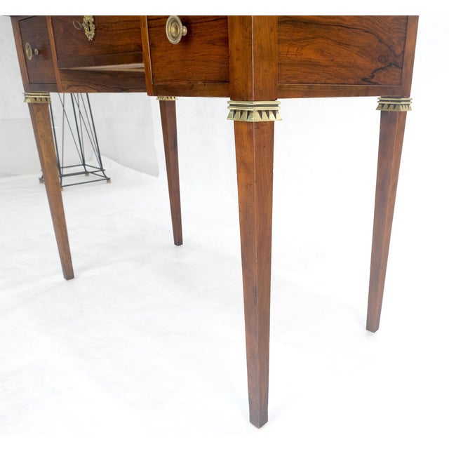 Art Deco Baker Very Fine All Rosewood & Brass Gallery Trim Petit Desk Console Table MINT! For Sale - Image 3 of 14