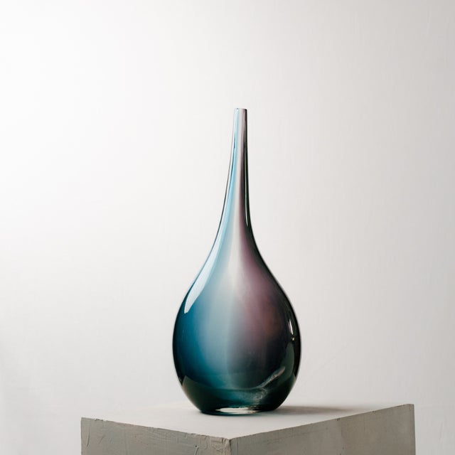 Large Blue and Purple Murano Glass Drop Vase For Sale - Image 4 of 4