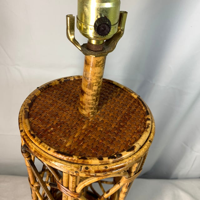 1960s Vintage Boho Bent Bamboo Table Lamp For Sale - Image 5 of 7