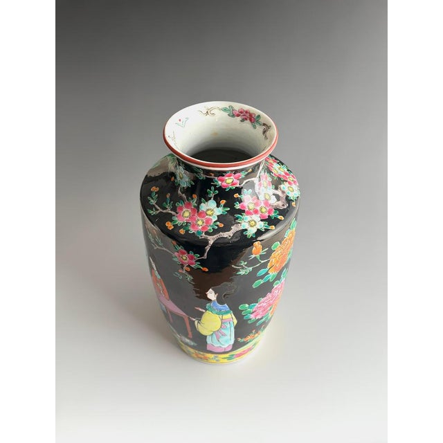 Japanese Famille Noire Porcelain Vase by Yamatoku, 1950s For Sale - Image 6 of 12