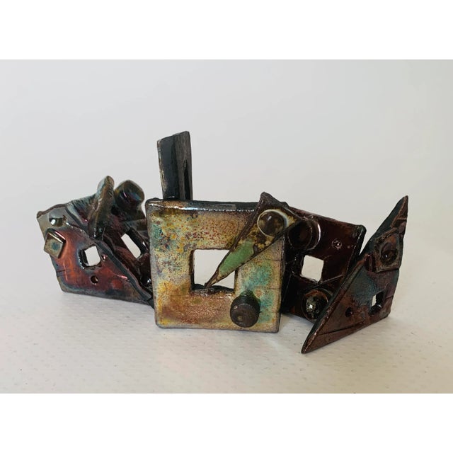 Abstract 3 Pc Set Abstract Mini Raku Ceramic Sculptures For Sale - Image 3 of 7