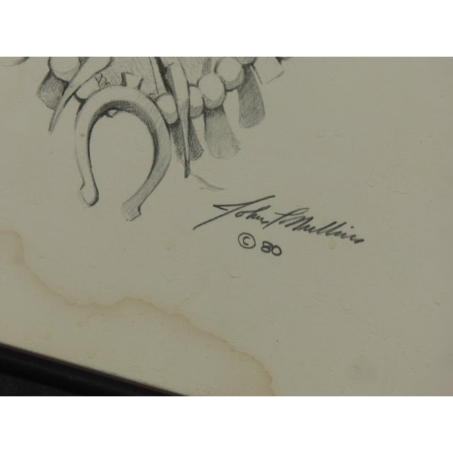 Vintage Original Sketch of Native Southwestern Man 1980 Signed John P Mullins For Sale - Image 10 of 11