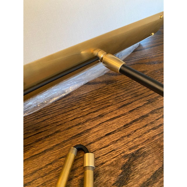 Ebony Visual Comfort Frankfort Articulating Wall Light in Black and Hand-Rubbed Antique Brass With Linen Shade For Sale - Image 8 of 13