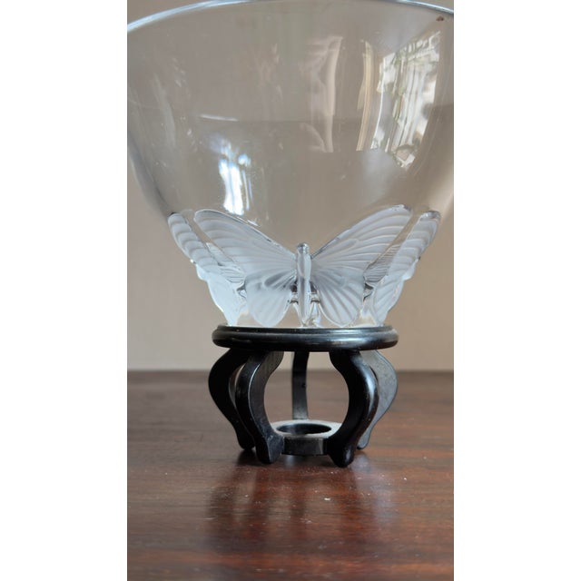 Vintage Postmodern Crystal Butterfly Bowl on Stand, Signed Kai Yin Lo 1989 For Sale - Image 4 of 8