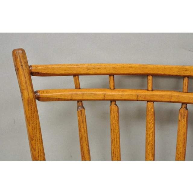 Vintage Hunt Country Furniture Pine Wood Writing Desk Windsor Chair W/ Drawer For Sale - Image 15 of 18