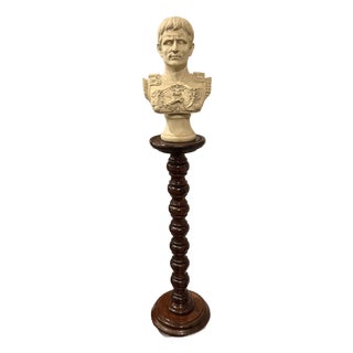 Vintage Monumental Bobbin-Turned Wood Display Pedestal or Plant Stand, 37.5” For Sale