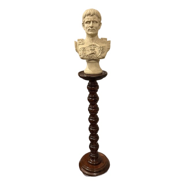 Vintage Monumental Bobbin-Turned Wood Display Pedestal or Plant Stand, 37.5” For Sale