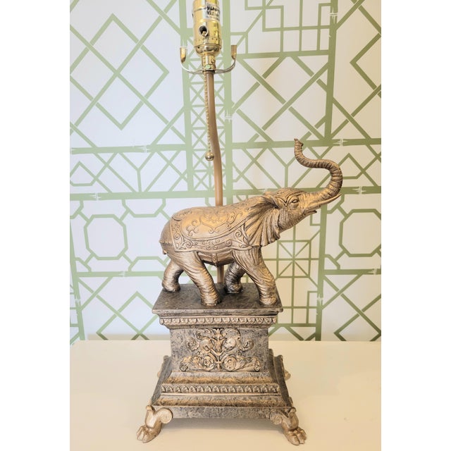 Vintage Frederick Cooper Elephant Table Lamp W/ Burlap Shade Chairish