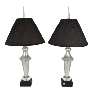 1970s Lucite and Silver Leaf Metal Lamps by Hivo Van Teal- A Pair