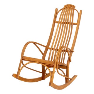 Adirondack Style Bentwood Oak Rocking Chair For Sale