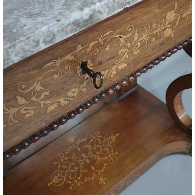 Wood French Trumeau Side Table with Wood Inlay, 1830s For Sale - Image 7 of 18
