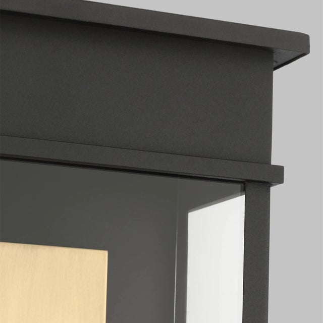 Stone Chapman & Myers by Visual Comfort Studio Cupertino 2-Light Outdoor Large Lantern Sconce in Textured Black For Sale - Image 7 of 8