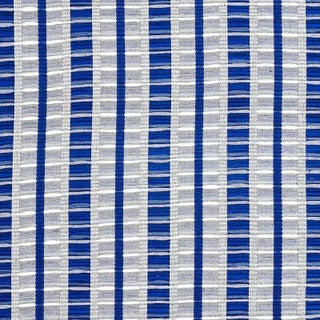 Schumacher X A Rum Fellow Palopo Hand Woven Stripe Fabric in Azul For Sale