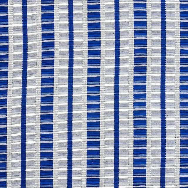 Schumacher X A Rum Fellow Palopo Hand Woven Stripe Fabric in Azul For Sale