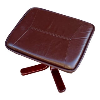 1970s Danish Leather Ottoman or Footstool For Sale