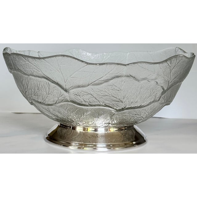 Vintage Clear Cabbage Ware Salad Bowl With Silver Plated Plinth For Sale - Image 10 of 12