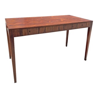 1950s Mid Century Modern Vintage Danish Style Rosewood Desk With Two Drawers For Sale