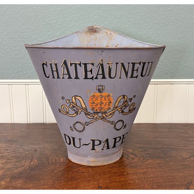 Antique French Zinc Grape Hod Wine Cellar Harvest Bucket Basket Planter C. 1900 For Sale - Image 4 of 18