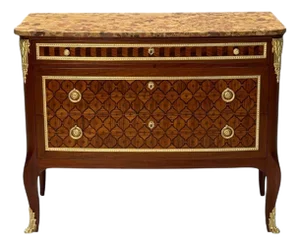 Louis XV Style, French Commode, Kingwood Inlay, Bronze, France, 19th C.