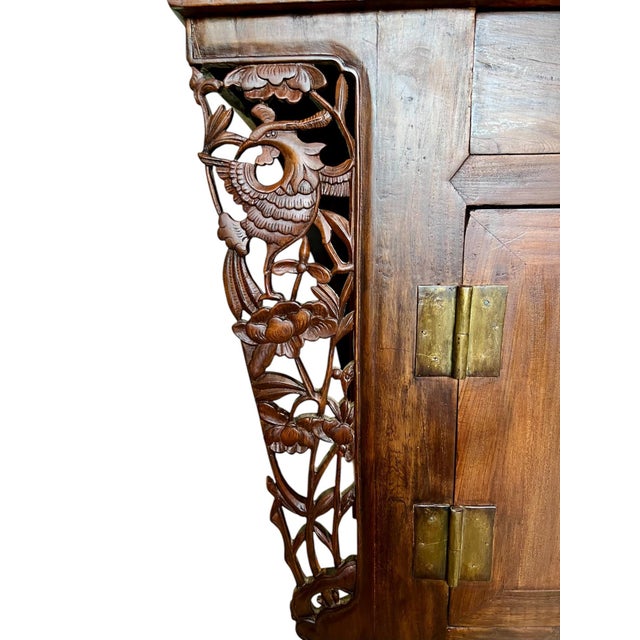 Antique Chinese Carved Elm Wood Altar Cabinet For Sale - Image 9 of 12