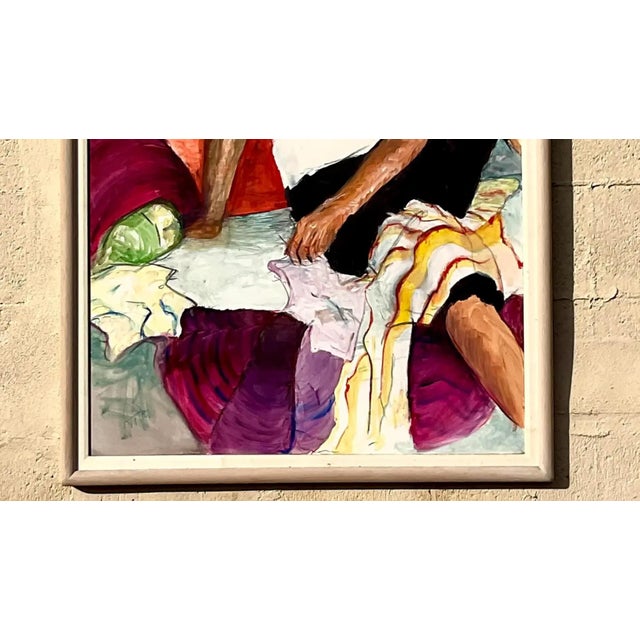 Vintage Boho Signed Original Oil Portrait For Sale - Image 12 of 12