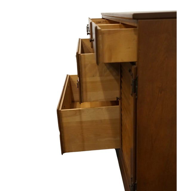 Brown Ethan Allen Heirloom Nutmeg Maple Colonial Early American 60" Triple Door Dresser W. Shutter Doors For Sale - Image 8 of 12