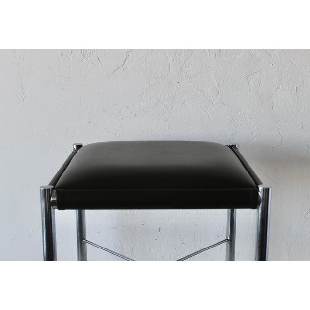 1960s 1960s Chrome X Base Upholstered Stool Vintage Mid-Century Modern For Sale - Image 5 of 11