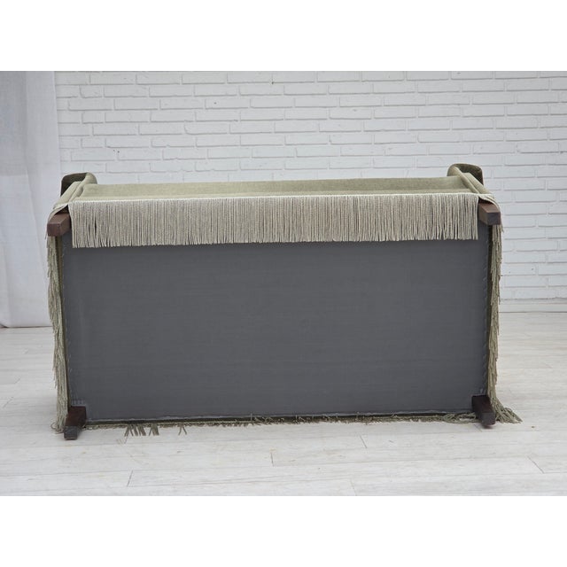 Vintage Danish Two-Seater Sofa in Green Furniture Velour and Beech Wood, 1970s For Sale - Image 16 of 18