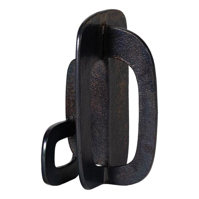 Modernist Sculpture Tall, Blackened Zinc For Sale