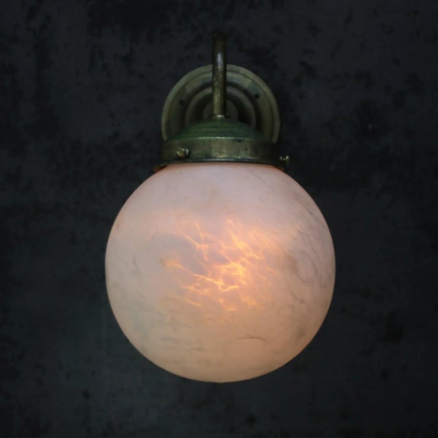 French White Marble Opaline Glass Brass Sconces Wall Lamp For Sale - Image 6 of 7